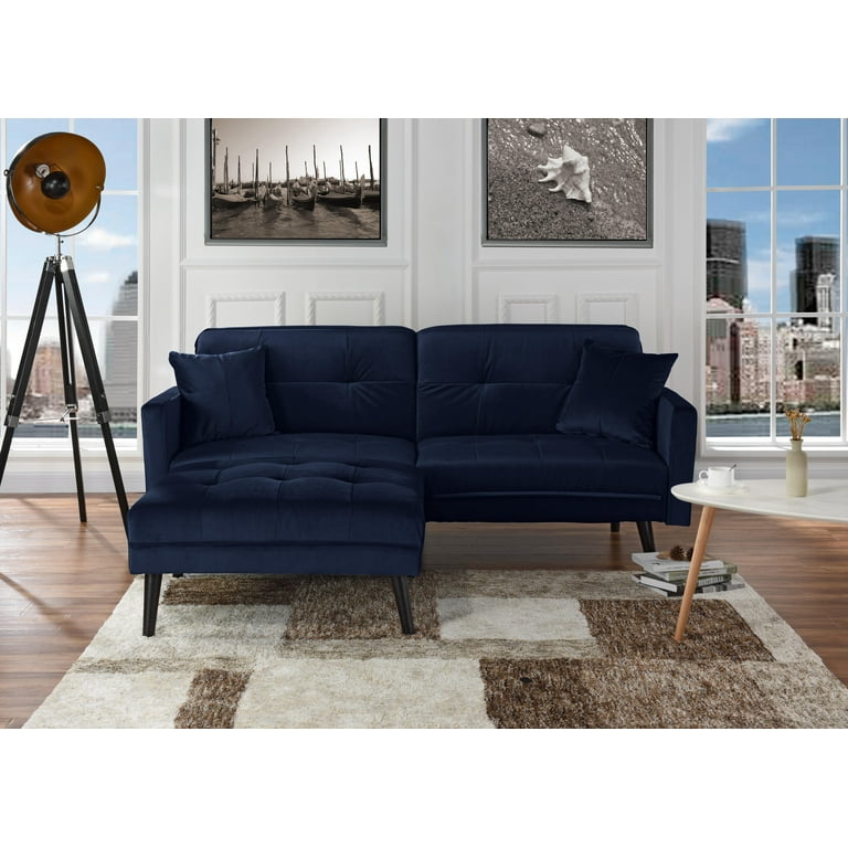 Mobilis Sofamania Mid Century Sofa Bed Set with Chaise Ottoman