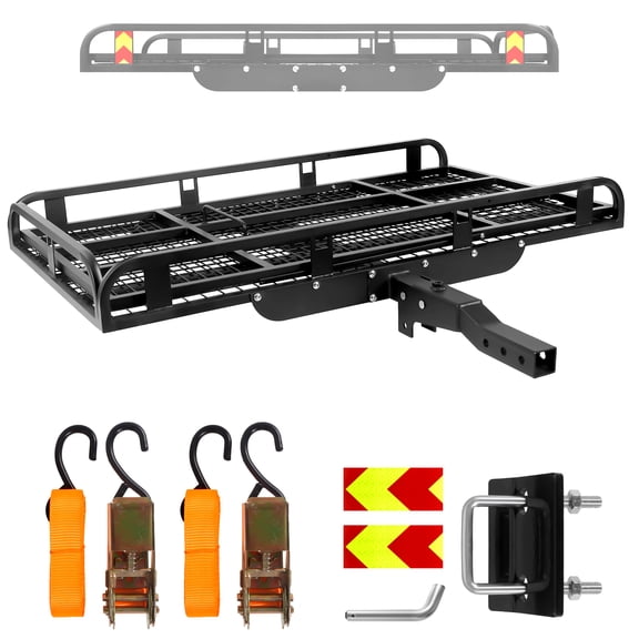 Mobility Equipment Transport Rack, 50in x28.3in x5.1in Hitch Cargo Basket with Collapsible Frame Ramp, 500lbs Rust Resistant Alloy Steel Carrier, 2in Receiver for Van, Car