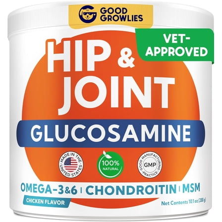 Glucosamine for Dogs Hip & Joint Supplement - Chondroitin, Omega-3, MSM - Joint Health & Pain Relief - Senior & Large Dogs - Made in USA - 120 Mobility Chews