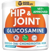 Glucosamine for Dogs Hip & Joint Supplement - Chondroitin, Omega-3, MSM - Joint Health & Pain Relief - Senior & Large Dogs - Made in USA - 120 Mobility Chews