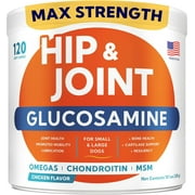 Glucosamine for Dogs Hip & Joint Supplement - Chondroitin, Omega-3, MSM - Joint Health & Pain Relief - Senior & Large Dogs - Made in USA - 120 Mobility Chews