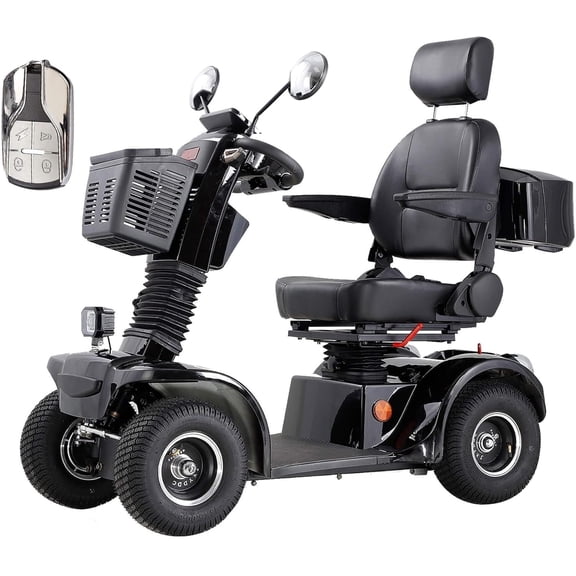 Mobility Scoote Secure Adjustable Seat 4-Wheel with Charger & USB Ports, Black, 350 lb Limit