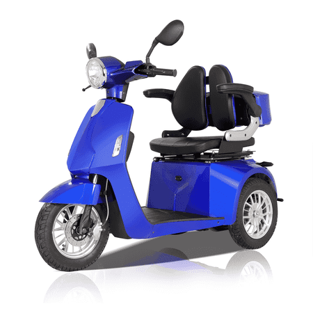 Secure Foldable 3-Wheel Mobility Scooter with Charger, Blue