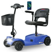 Metro Mobility Secure 4-Wheel Mobility Scooter with Charger & Basket, Blue, 350 lb Limit