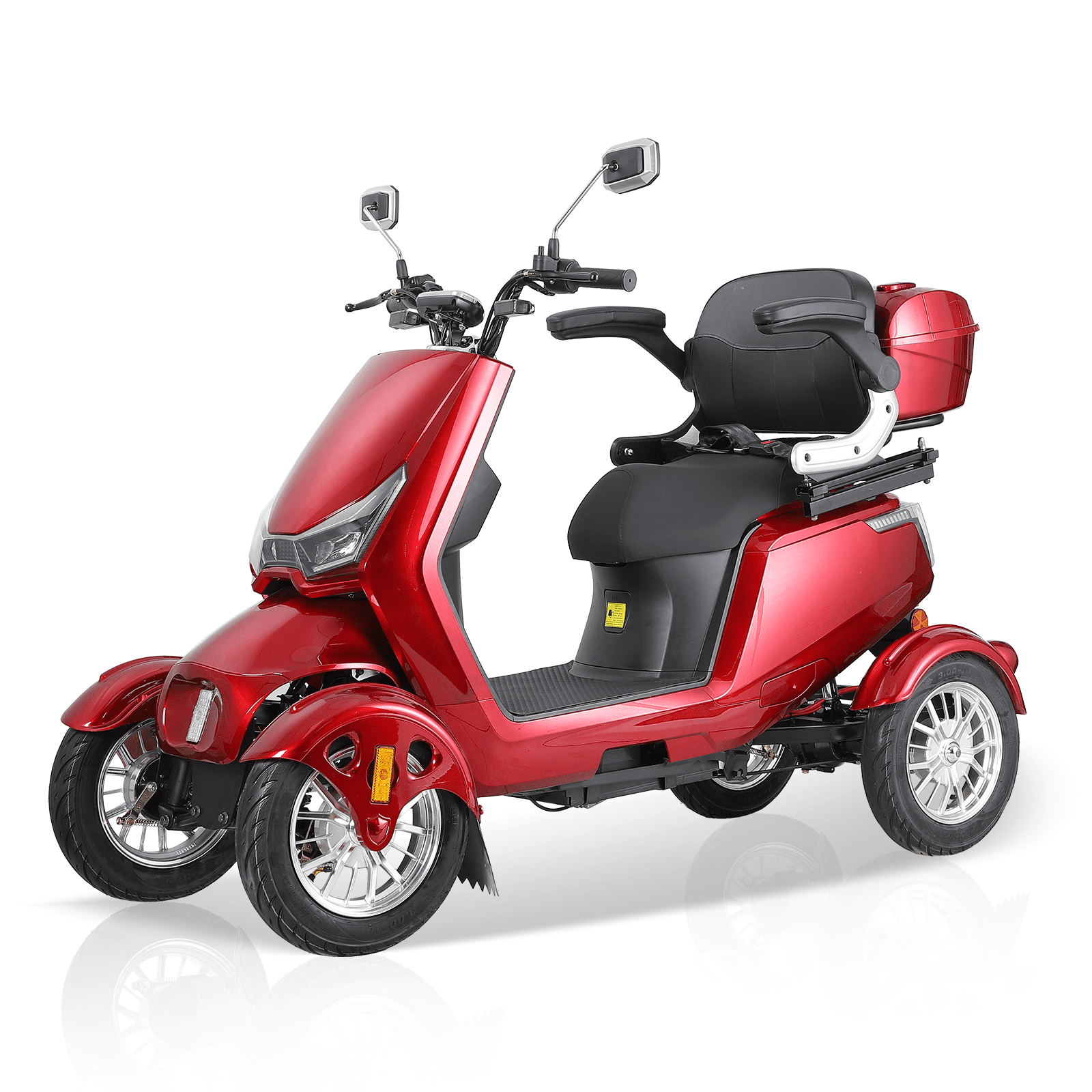 Mobility Scooter 4 Wheel Powered Mobility Scooters Rechargeable Red