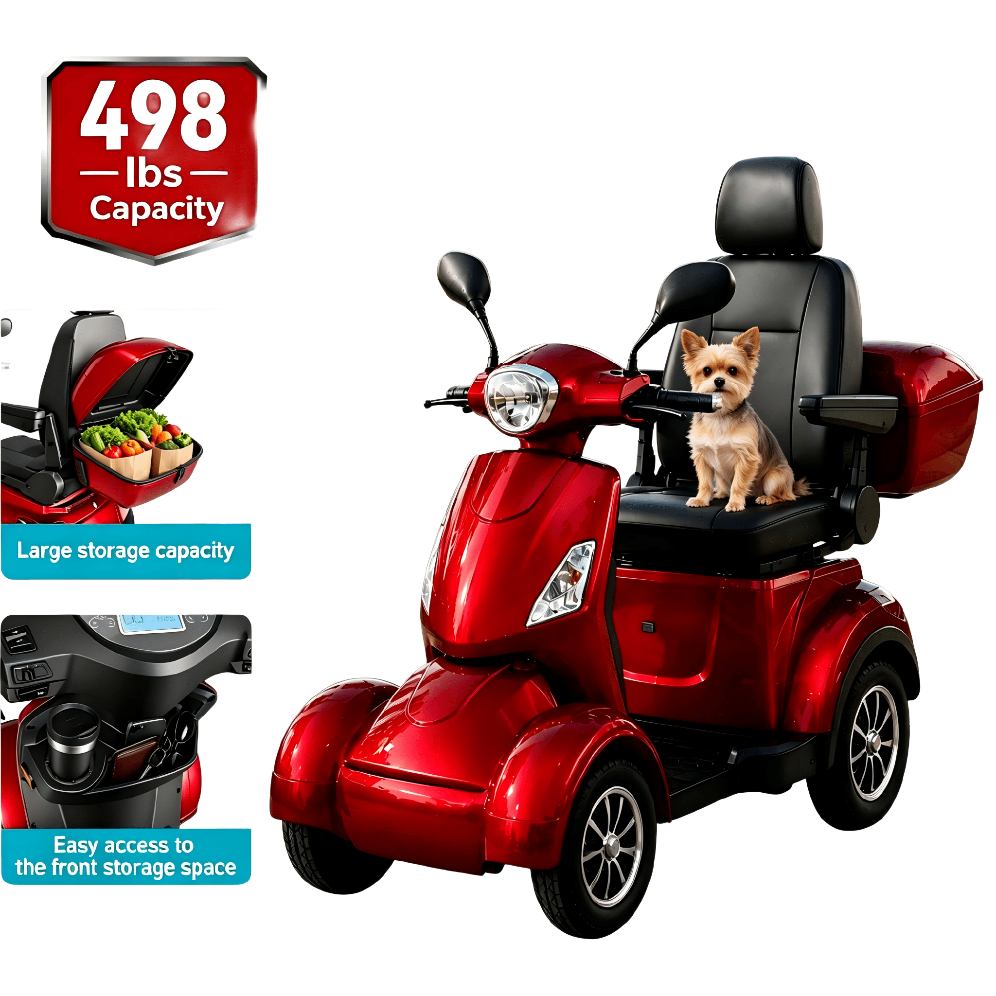 Mobility Scooter,500W Brushless Motor Powered Wheelchair,26 Miles Range,Shock Absorption 4-Wheel Electric Scooter for Seniors Adults Use