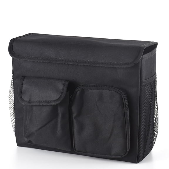 Mobility Scooter Bag, Durable Organizer Pouch with Laptop Pocket and Cup Holders, Black, 12.6in x 10.2in x 1.6in