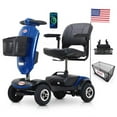 thumbnail image 1 of Foldable 4-Wheel Mobility Scooter with Charger & Basket, Blue, 350 lb Limit, 1 of 10
