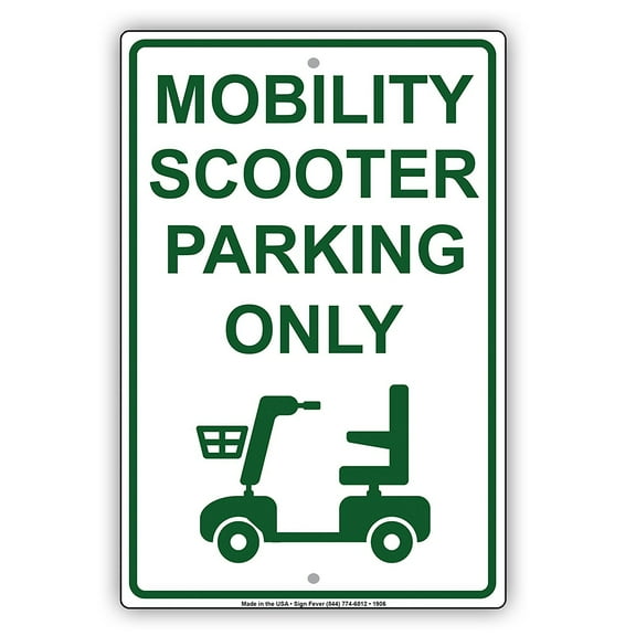 Mobility Scooter Parking Only With Graphic Alert Caution Warning Notice Aluminum Metal Sign 8"x12" Plate
