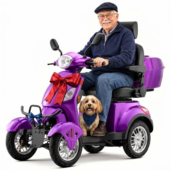 Mobility Scooter for Seniors & Adults,500lbs Capacity,Heavy Duty 4 Wheel Electric Scooter,800W Motor,31 Miles,Speed Adjustable,Full Accessories(Purple)