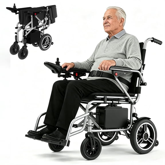 Mobility Scooter for Seniors Adults, Lightweight Foldable Electric Mobility Scooter, 15 Miles Long Range, 500W All-Terrain Motorized Scooter, Supports Up to 300 lbs, Silver