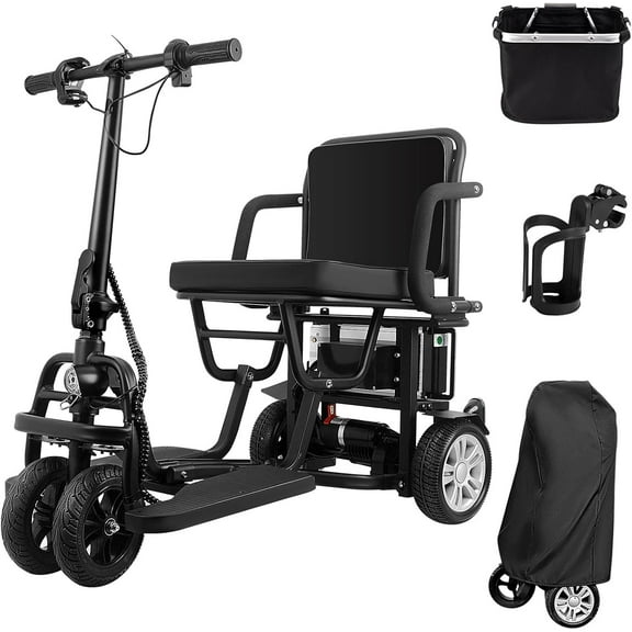 Mujocooker Senior Mobility Scoote, 4 Wheel Foldable Electric Scoote, Detachable Battery, 20 Miles