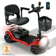 Segmart 4 Wheels Mobility Scooter for Senior,All Terrain Mobility Scooter with USB Charge,Foldable Wheelchair Device with Non-slip Footrest Pad for Adults & Elderly,300lbs Capacity, 15 Miles Long Ran