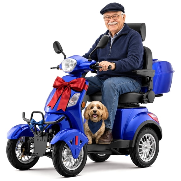 Mobility Scooter for Seniors & Adults,500lbs Capacity,Heavy Duty 4 Wheel Electric Scooter,800W Motor,31 Miles,Speed Adjustable,Full Accessories(Blue)