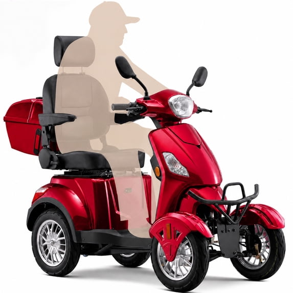 Mobility Scooter for Seniors & Adults,500lbs Capacity,Heavy Duty 4 Wheel Electric Scooter,800W Motor,31 Miles,Speed Adjustable,Full Accessories(Red)