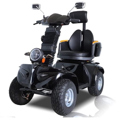 Ndrfhaj Mobility Scooters Secure Adjustable 4-Wheel Mobility Scooter with Charger and USB Ports, Black, 350 lb Limit