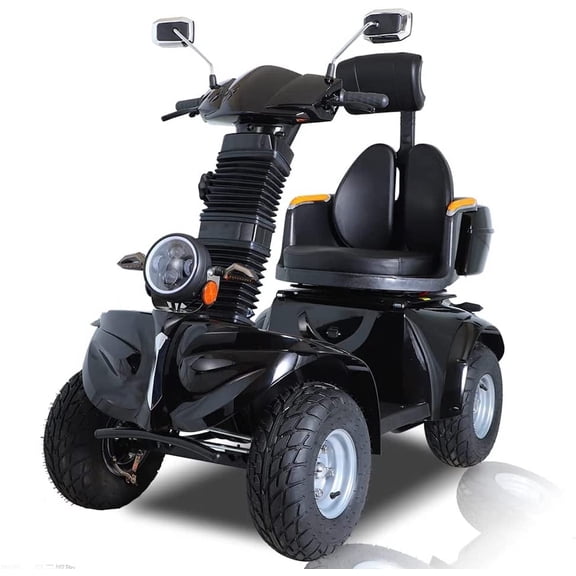 Ndrfhaj Mobility Scooters Secure Adjustable 4-Wheel Mobility Scooter with Charger and USB Ports, Black, 350 lb Limit