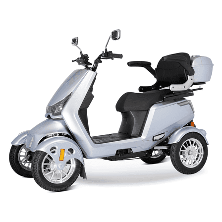 Mobility Scooters Secure 4-Wheel Mobility Scooter with Charger & Basket, Silver