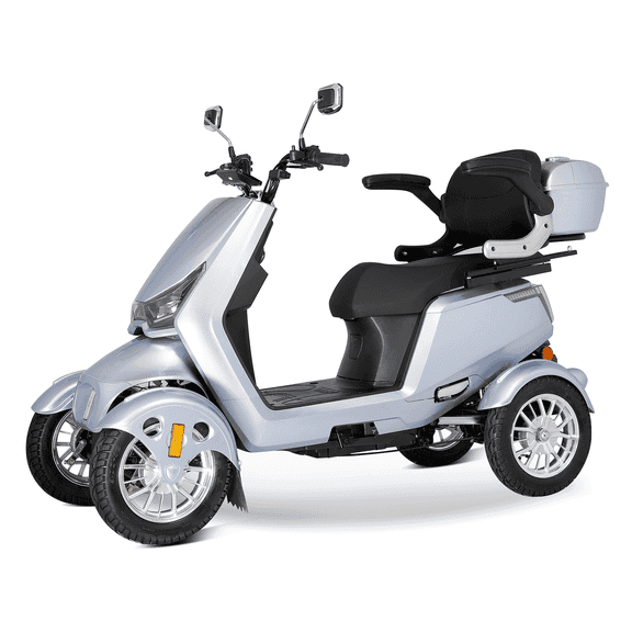 Mobility Scooters Secure 4-Wheel Mobility Scooter with Charger & Basket, Silver