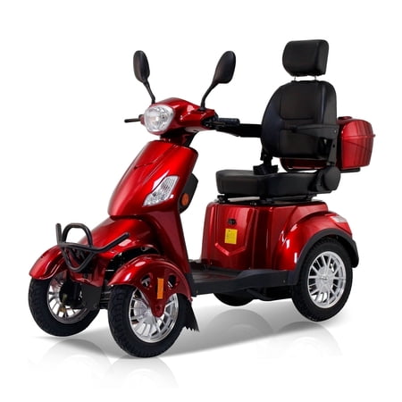 Secure Adjustable 4-Wheel Mobility Scooter with Charger, Red, 350 lb Limit