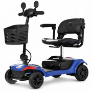 Mobility Scooter for Seniors, Segmart 4-Wheel Electric Mobility Scooter with 360  Swivel Seat, Anti-Tip Wheels, Detachable Battery, USB, LED Light, 300 lb Capacity, Blue