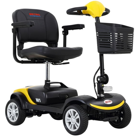 Mobility Scooters for Senior, Heavy Duty Electric Scooters with 300W Motor, Lightweight Compact Motorized Scooter with Headlights, Outdoor Mobility Scooter With Anti-Tip wheels, Yellow, SS773