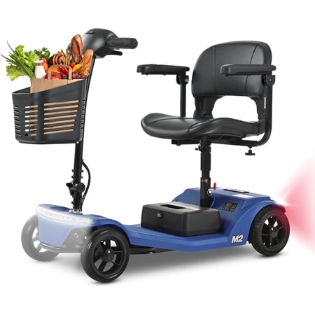 Mobility Scooters for Seniors & Adults 400lbs Foldable,Lightweight 4 Wheel Motorized Electric Wheelchair Device - Heavy Duty Mobile Scooter with Charger and Basket for Travel,15 Miles (Blue)
