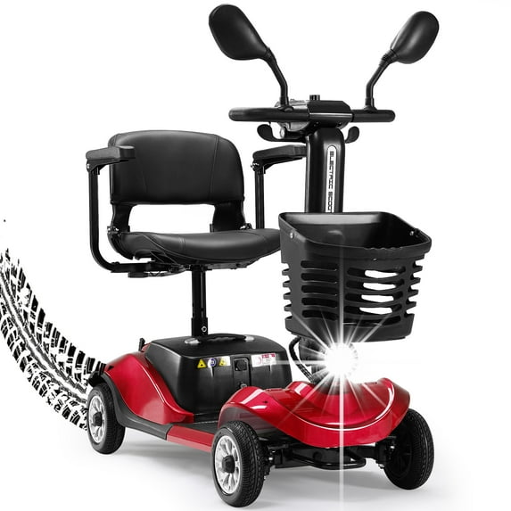 Mobility Scooters for Seniors, Foldable Mobile Wheelchair for Adults, 250W Electric Mobility Scooters for 20KM Mileage, Bright HeadLight, Rearview Mirror, Basket