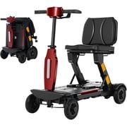 Mobility Scooters for Seniors, Lightweight Foldable All Terrain Powered Motorized Scooter with Removable Lithium Battery, No Assembly Required, 43" Turning Radius, 280lbs Capacity -Red