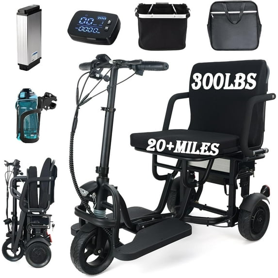 Mobility Scooters for Seniors,3 Speed Modes 9.32MPH Max Speed,Electric Scooter with Automatic Cruise Control, Only 48lbs Support 300lbs