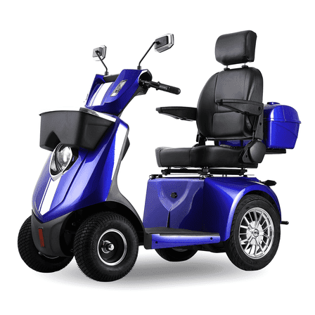 Secure Adjustable 4-Wheel Mobility Scooter with USB Ports, Blue, 500 lb Limit