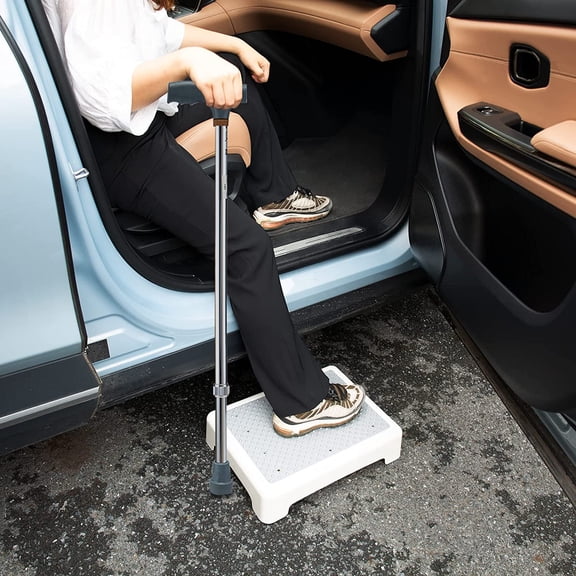 Mobility Step Stool for Adults & Seniors, Portable High Riser Steps Platform with Anti-Slip Top & Feet, 420 Lbs Capacity, White