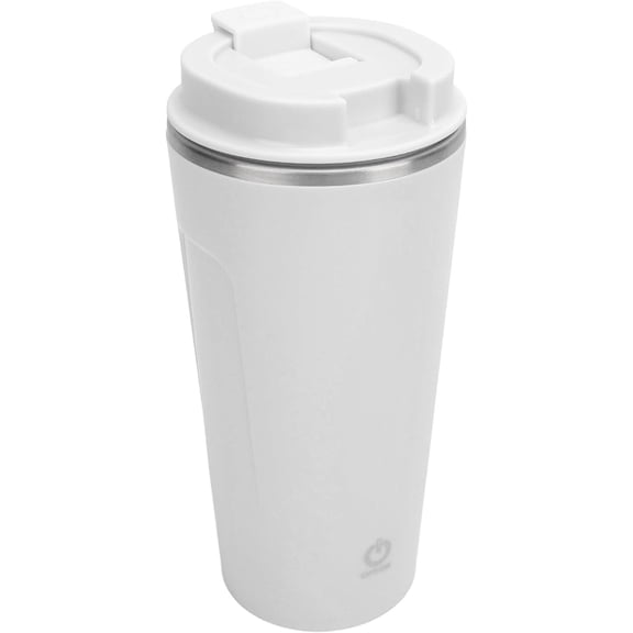 Mobility scooters Stainless steel insulated mug, dishwasher safe, travel mug for hot and cold drinks, white.