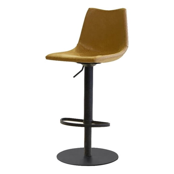 Mobital Derby 21-31" Hydraulic Leatherette Bar Stool in Retro Tan/Matte Black