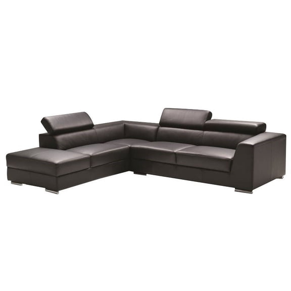 Mobital Icon Leather Sectional with Left Facing Sectional in Black