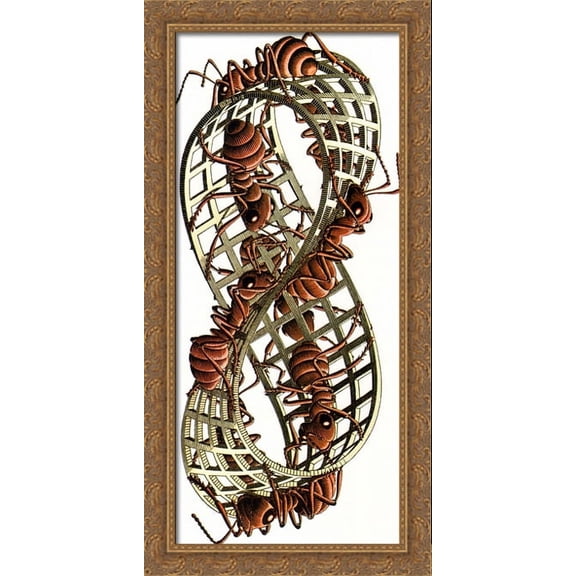 Mobius Band 20x40 Large Gold Ornate Wood Framed Canvas Art by M.C. Escher