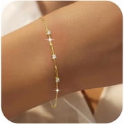 Mobius Infinity Birthstone Charm Link Bracelet for Women 925 Sterling Silver CZ Twisted Bracelet Gold Adjuatable Friendship Sister Daughter Bracelet Christmas Jewelry Gifts for Girlfriend