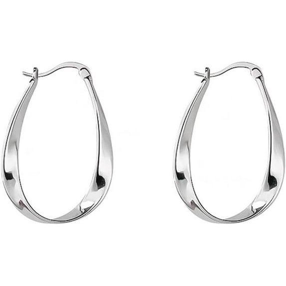 Mobius Post Hoop Earring for Women Dainty Minimalist Aesthetic Geometric Twist Earring Lightweight Polished Plain Hoop Earrings Statement Jewelry Gifts