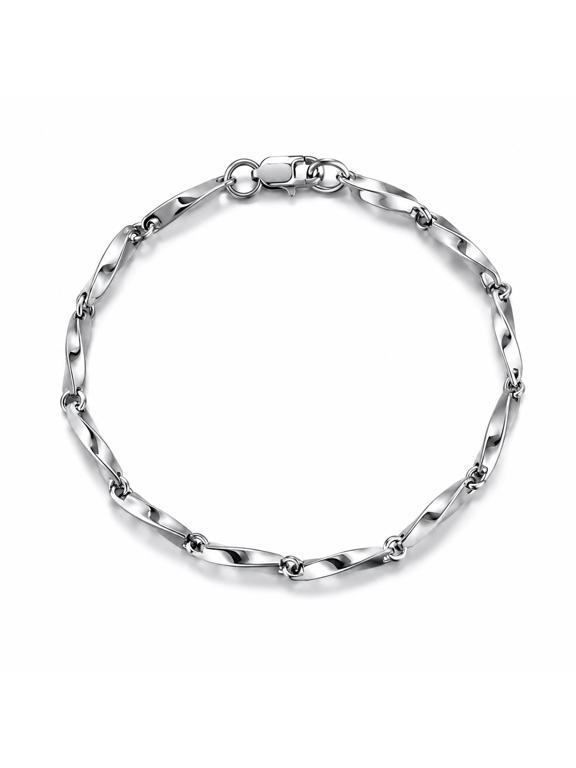Mobius Rhombus Titanium Steel Chain Bracelet Hypoallergenic Tarnish-Proof Geometric Twist Jewelry for Men and Women, Daily Streetwear & Couples Gift