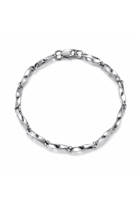 Mobius Rhombus Titanium Steel Chain Bracelet Hypoallergenic Tarnish-Proof Geometric Twist Jewelry for Men and Women, Daily Streetwear & Couples Gift