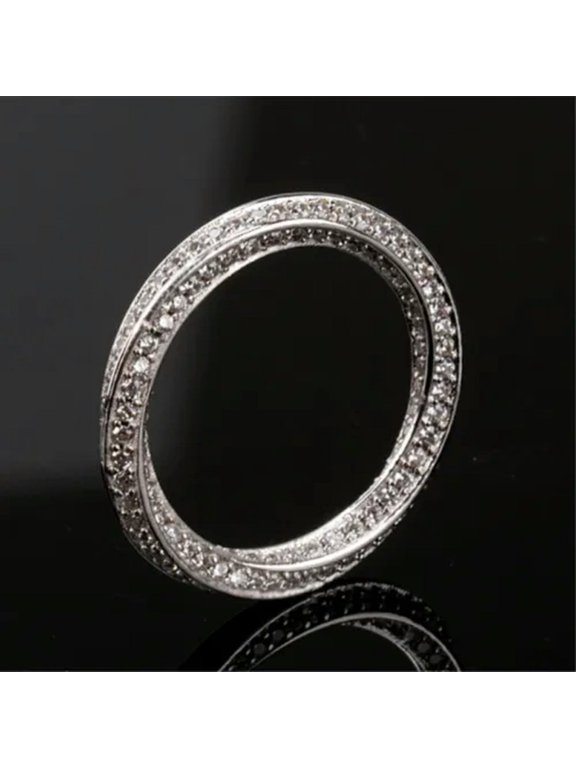 Mobius Ring Eternity Bent Band Cz 925 Silver Men Women Wedding Engagement Sz 5-9