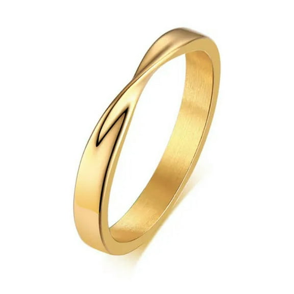Mobius Ring Eternity Bent Band Women 18K Gold Plated Wedding Engagement Size 6-9