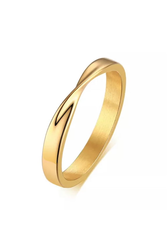 Mobius Ring Eternity Bent Band Women 18K Gold Plated Wedding Engagement Size 6-9