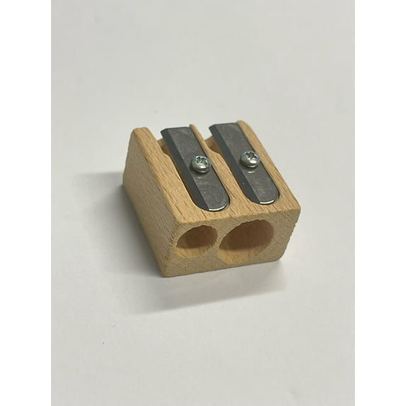 Mobius + Ruppert 411 Beech Wood Double Hole Pencil Sharpener, Made of Untreated Beech Wood, Suited for Standard Size Pencils and Maxi Size Pencils