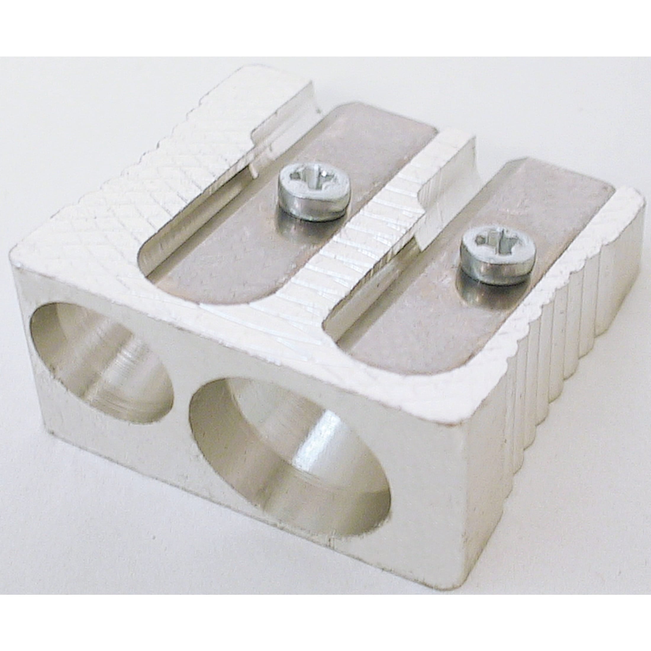 Compact Silver Magnesium Dual-Hole Pencil Sharpener