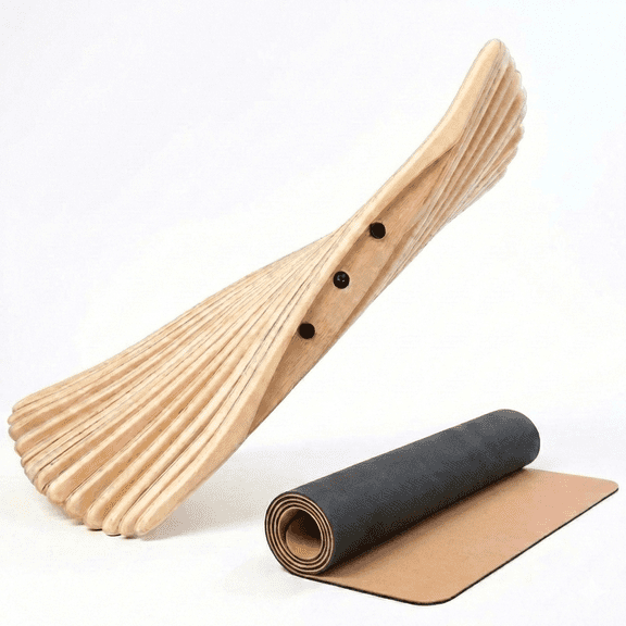 Mobllsport 3D Wooden Balance Board for Standing Desk with Independent Slat Technology, Omni-Directional Rocker for Core Strength, Surfing & Office Anti-Fatigue (Includes Floor Mat)