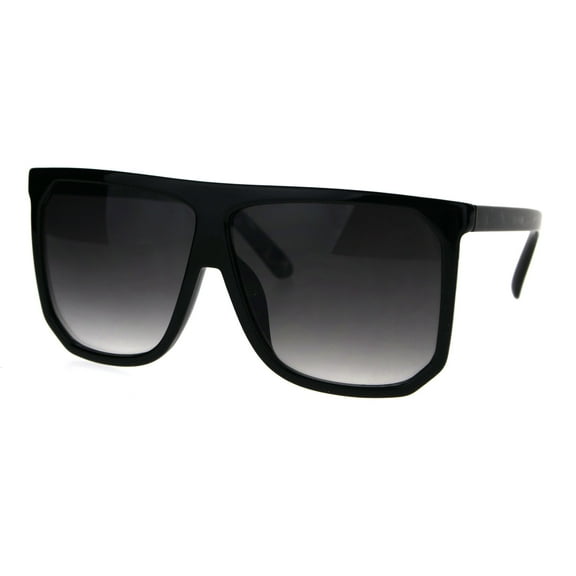 Mobster Flat Top Large Oversize Plastic Retro Sunglasses Black Smoke