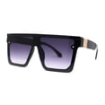 thumbnail image 1 of Mobster Flat Top Shield Horn Rimless Plastic Sunglasses Black Smoke, 1 of 4