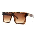 thumbnail image 1 of Mobster Flat Top Shield Horn Rimless Plastic Sunglasses Tortoise Brown, 1 of 4