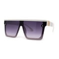 thumbnail image 1 of Mobster Flat Top Shield Horn Rimless Plastic Sunglasses White Purple, 1 of 4